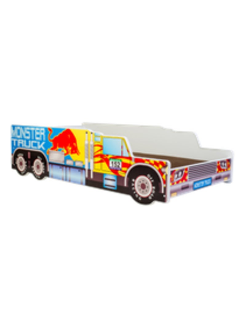 Lit et Matelas Camion Monster Truck - 140 x 70 cm Bleu - Kiabi