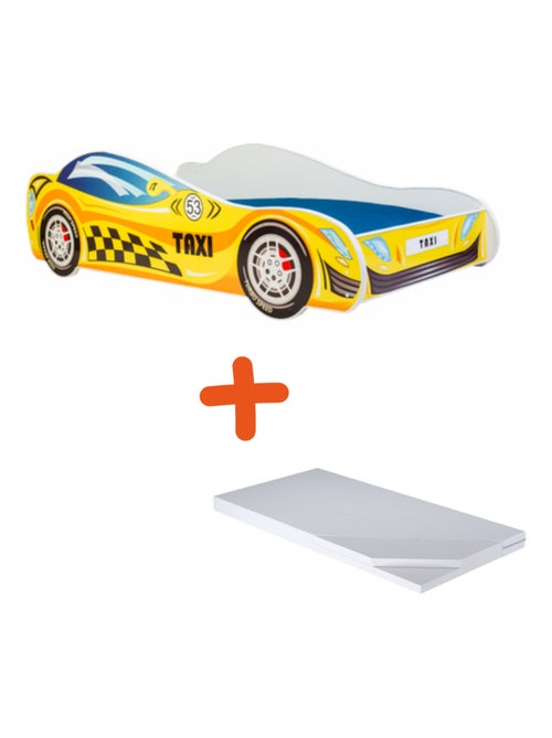 Lit et Matelas Taxi Jaune - 140 x 70 cm - Kiabi
