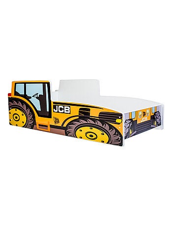 Lit et matelas tracteur jaune jcb - 140 x 70 cm