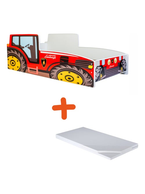 Lit et Matelas Tracteur Rouge - 140 x 70 cm - Kiabi