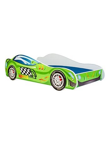 Lit et Matelas Voiture de course Verte - 140 x 70 cm