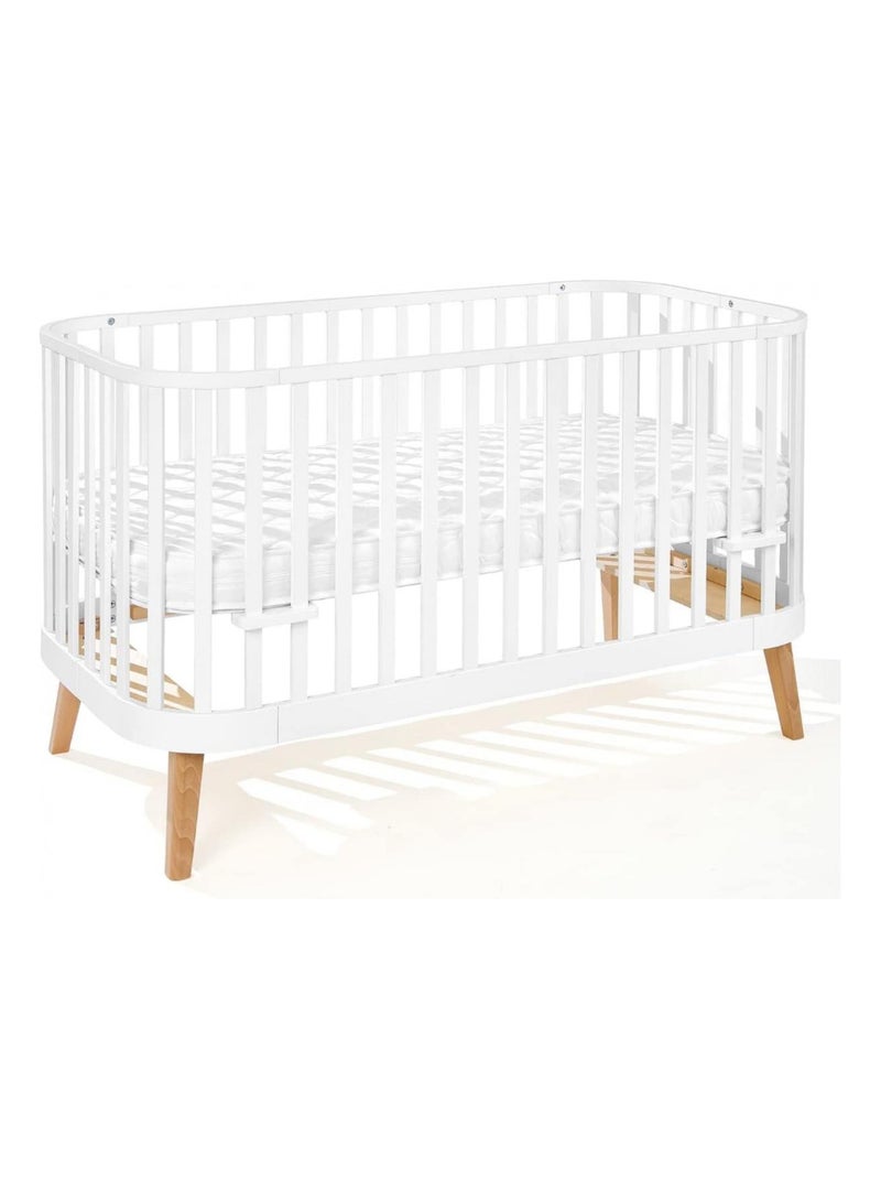 Lit évolutif 2 en 1 - Lit Bebe 140x70 cm blanc-nature Blanc - Kiabi