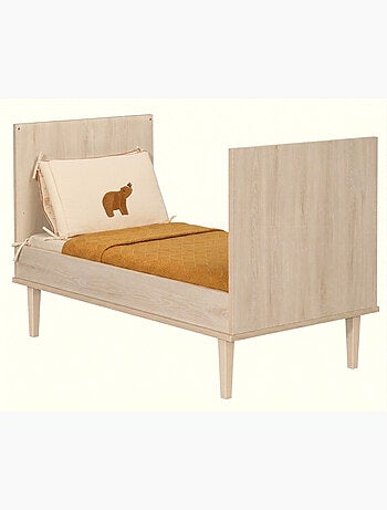 Lit évolutif 70x140 sur pieds- Little Big Bed en bois décor hêtre cendré - SAUTHON