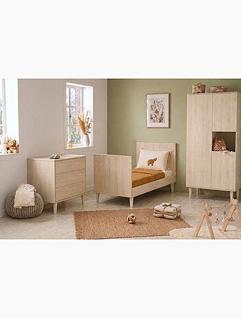 Lit évolutif 70x140 sur pieds- Little Big Bed en bois décor hêtre cendré - SAUTHON