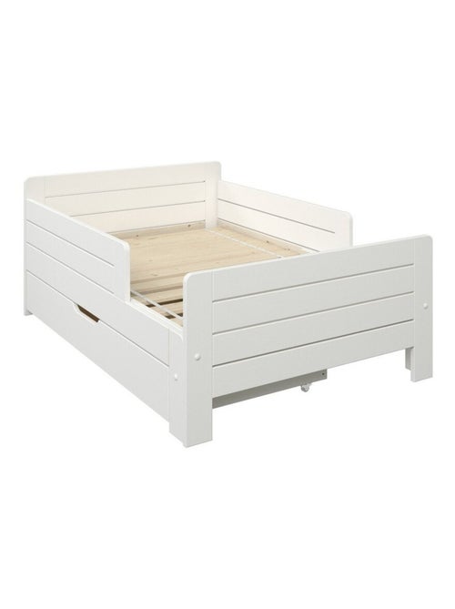 Lit évolutif avec tiroir et matelas pin massif EDOUARD - Kiabi
