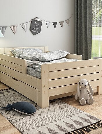 Lit évolutif avec tiroir pin massif EDOUARD