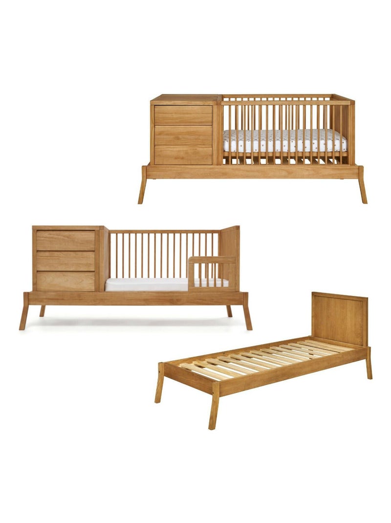 Lit évolutif bébé combiné avec matelas Sya - AKITEN RETAIL Marron - Kiabi