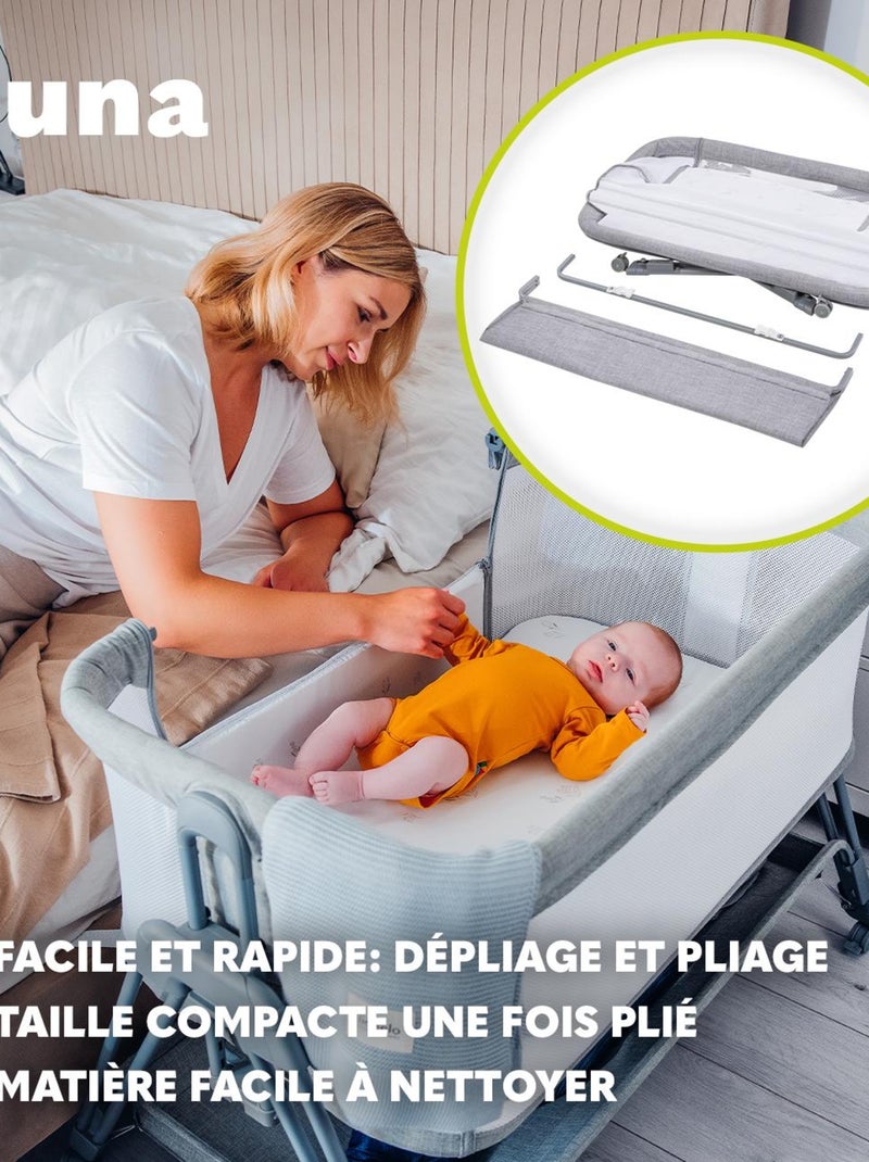 Lit évolutif cododo LIONELO Luna - 0-9 kg - Matelas inclus - Hauteur et inclinaison réglables Beige - Kiabi