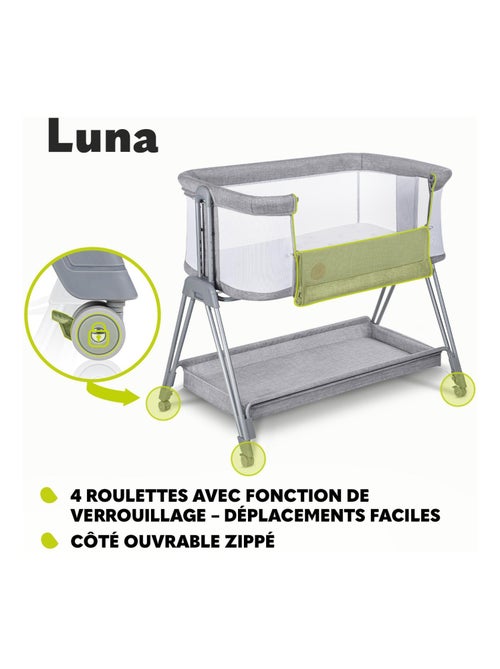 Lit évolutif cododo LIONELO Luna - 0-9 kg - Matelas inclus - Hauteur et inclinaison réglables - Kiabi