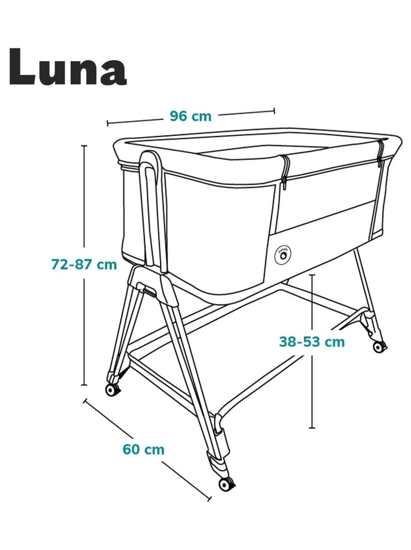 Lit évolutif cododo LIONELO Luna - 0-9 kg - Matelas inclus - Hauteur et inclinaison réglables Gris - Kiabi