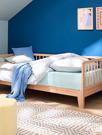 Lit extensible à barreaux bois massif hêtre naturel ULYSSE