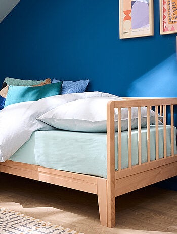Lit extensible à barreaux bois massif hêtre naturel ULYSSE