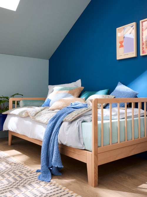 Lit extensible à barreaux bois massif hêtre naturel  ULYSSE - Kiabi