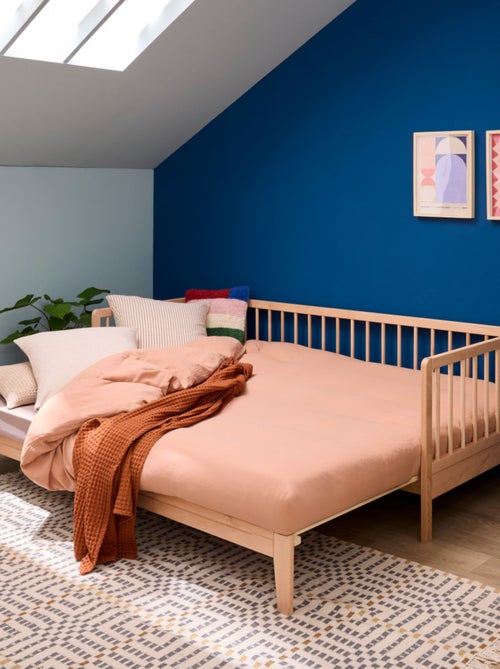 Lit extensible à barreaux bois massif hêtre naturel  ULYSSE - Kiabi