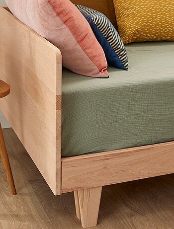 Lit extensible en bois massif hêtre naturel AYDEN