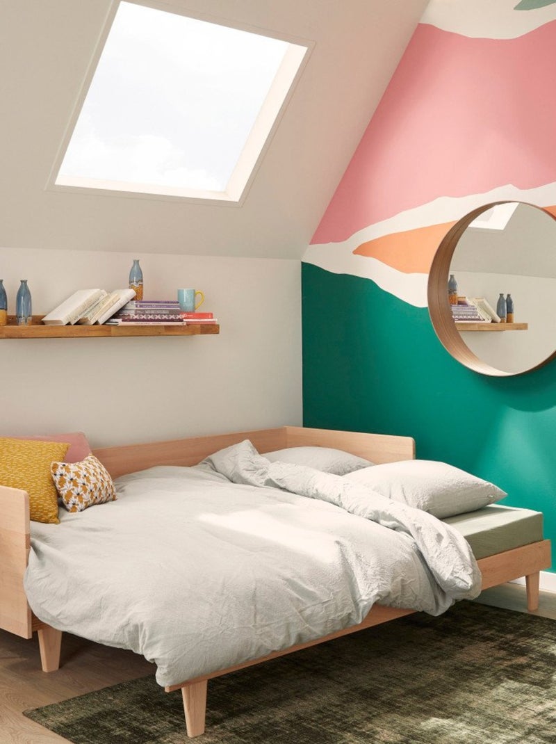 Lit extensible en bois massif hêtre naturel  AYDEN Bois naturel - Kiabi