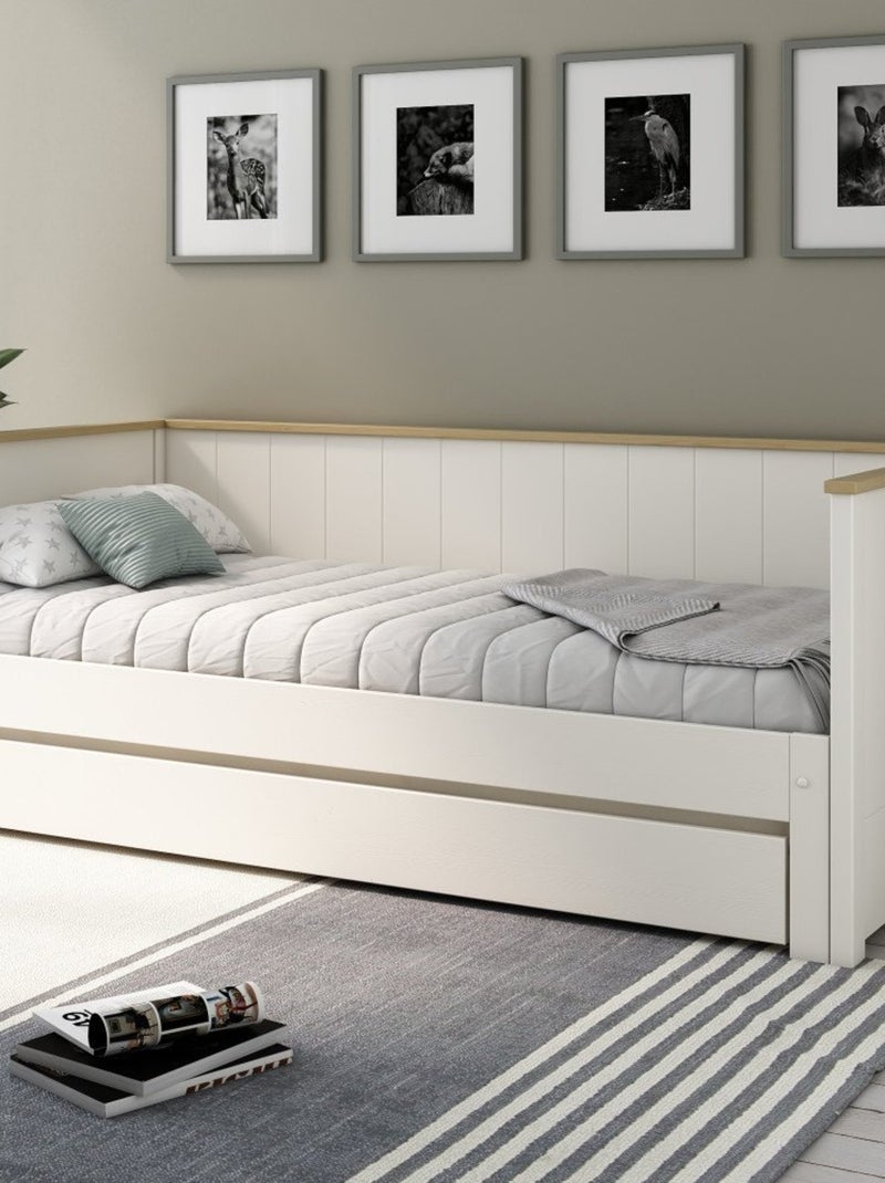 Lit extensible pin massif  BASILE Blanc - Kiabi