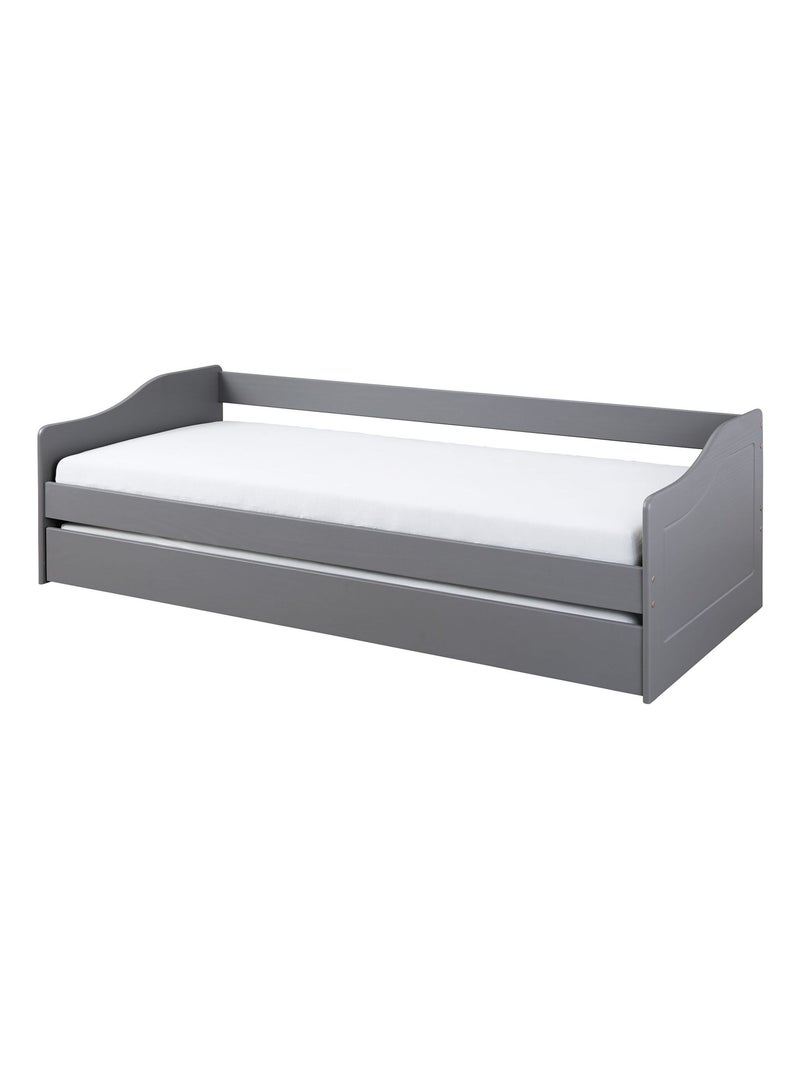 Lit gigogne en bois massif Gris - Kiabi