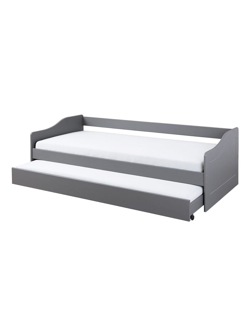 Lit gigogne en bois massif Gris - Kiabi