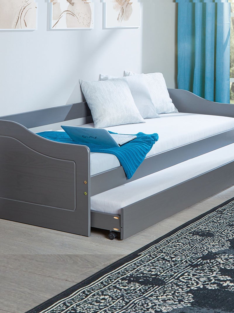 Lit gigogne en bois massif Gris - Kiabi