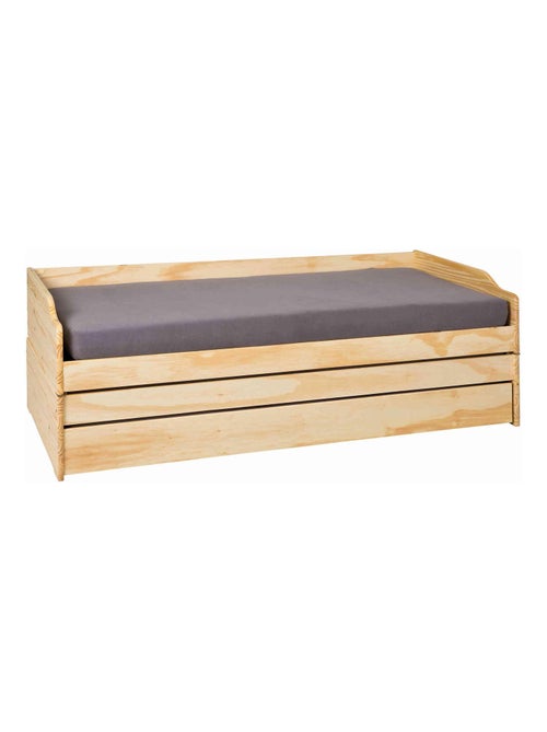 Lit gigogne en pin massif, 3 couchages - Kiabi