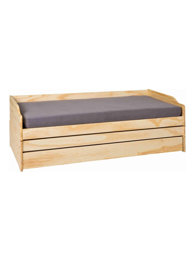 Lit gigogne en pin massif, 3 couchages Marron clair - Kiabi