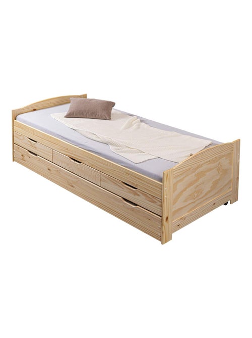 Lit gigogne en pin massif, 3 tiroirs - Kiabi