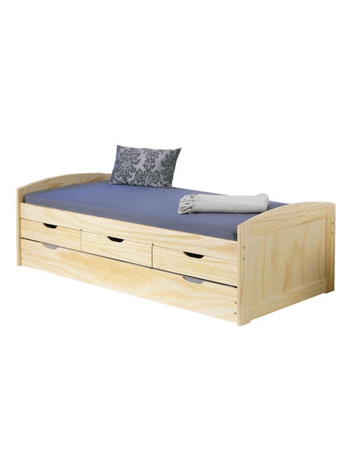 Lit gigogne en pin massif, 3 tiroirs - Kiabi