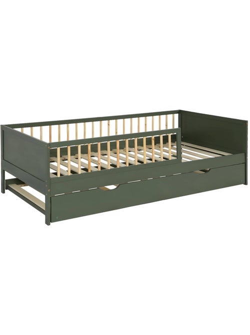 Lit gigogne enfant 90 x 190 cm pin naturel avec sommier à lattes et tiroir elio - Kiabi Lit gigogne enfant 90 x 190 cm pin naturel avec sommier à lattes et tiroir elio - Kiabi