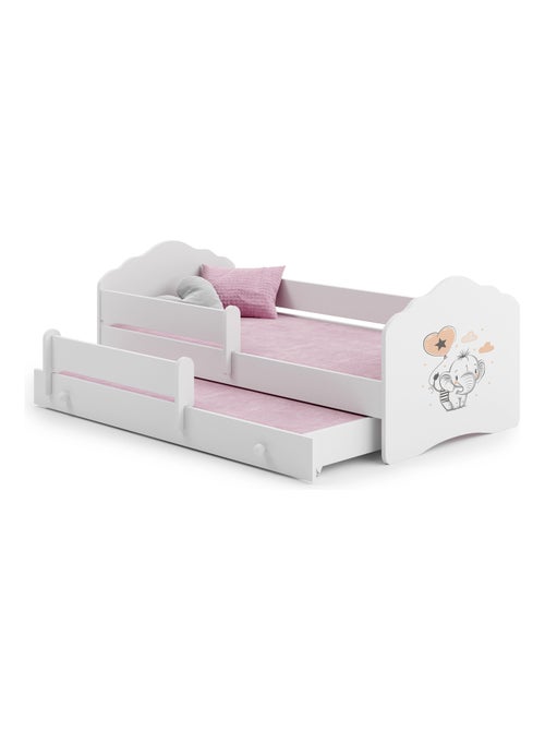 Lit gigogne enfant blanc FIONA avec sommier et matelas - Kiabi