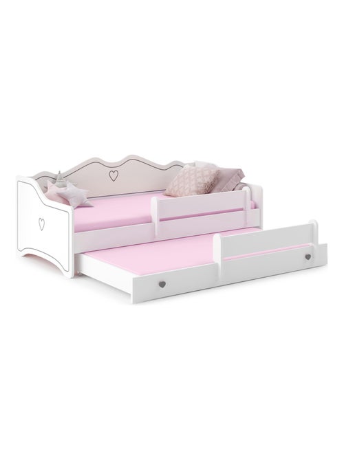 Lit gigogne enfant EMY 2*160x80cm avec matelas - Kiabi