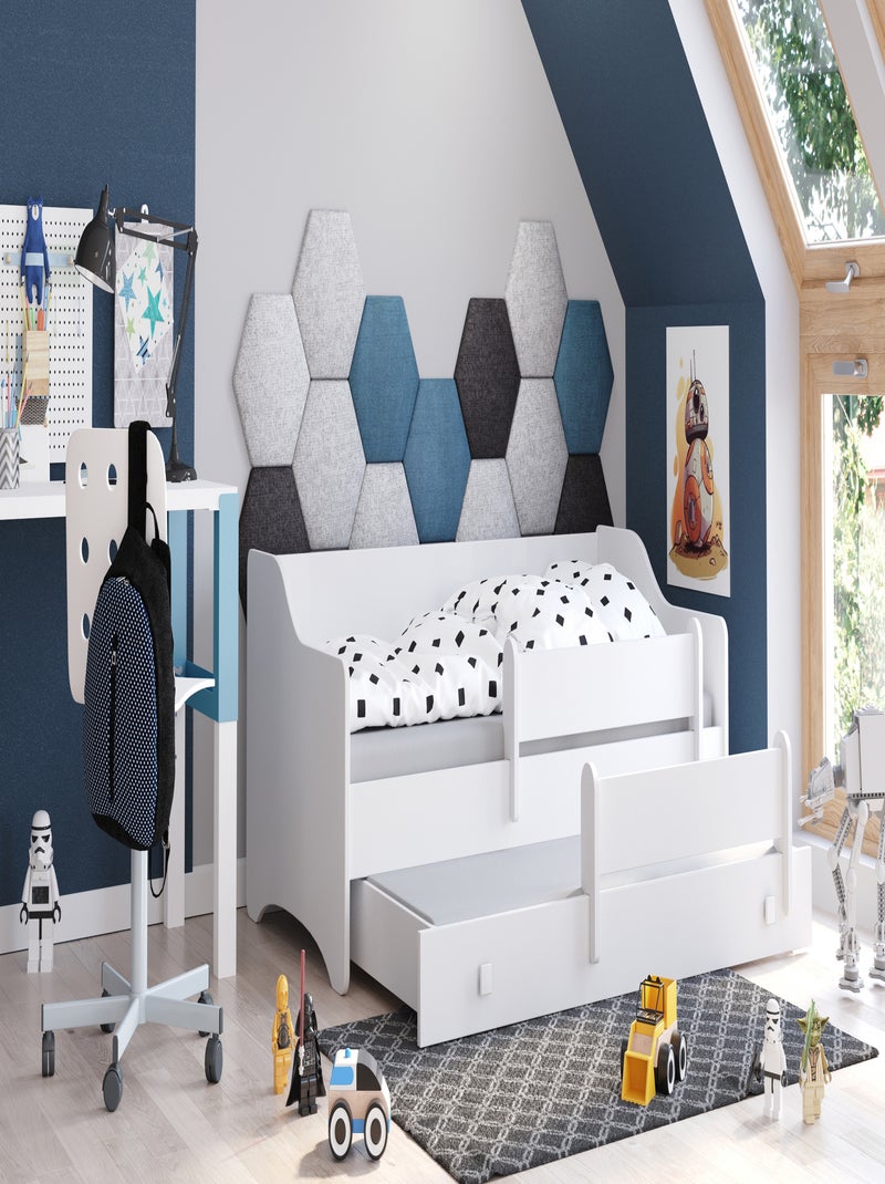 Lit gigogne enfant EVOC 2*160x80cm avec matelas Blanc - Kiabi
