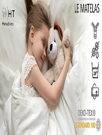 Lit gigogne enfant fille blanc FIONA avec sommier et matelas