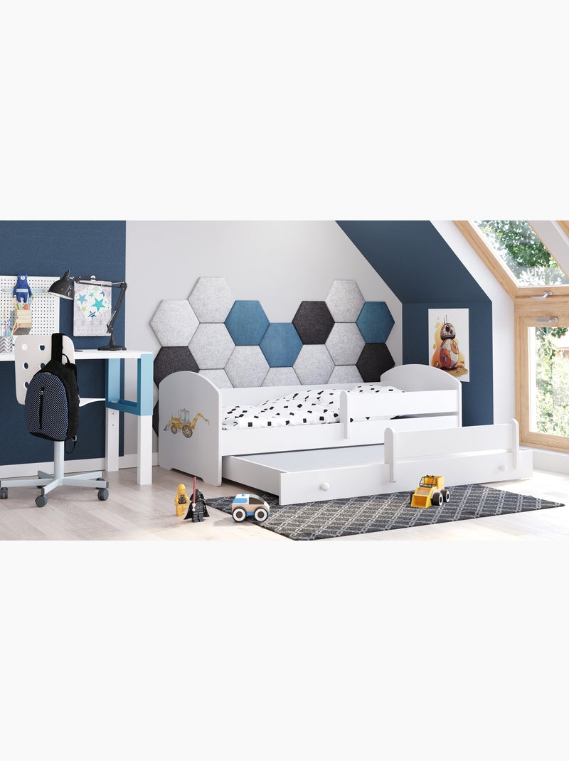 Lit gigogne enfant garçon blanc LOU Blanc Jaune Gris - Kiabi