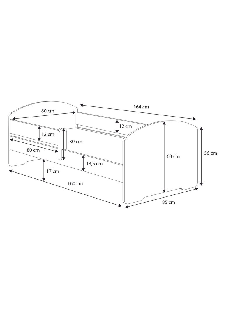 Lit gigogne enfant garçon blanc LOU Blanc Jaune Gris - Kiabi