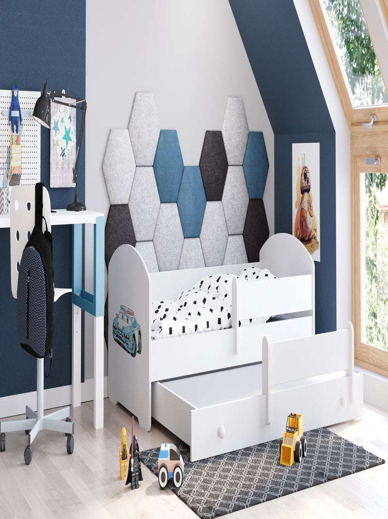Lit gigogne enfant garçon blanc LOU Bleu Blanc Noir - Kiabi