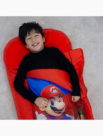 Lit gonflable 2 en 1 avec sac de couchage intégré Nintendo Squad Toad Mario Luigi Yoshi