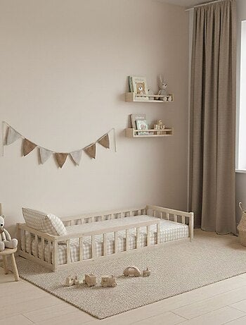 Lit inspiration Montessori enfant à barreaux 90x190