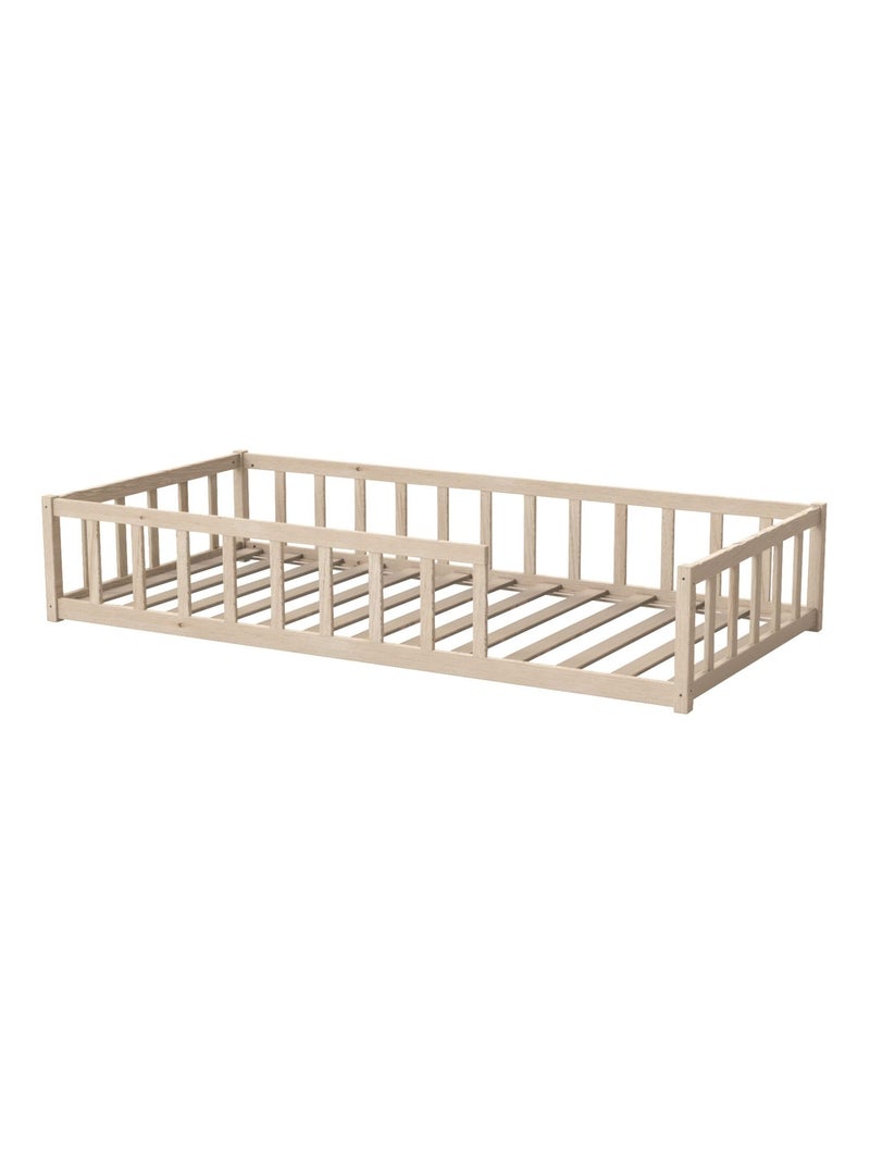 Lit inspiration Montessori enfant à barreaux 90x190 Marron clair - Kiabi
