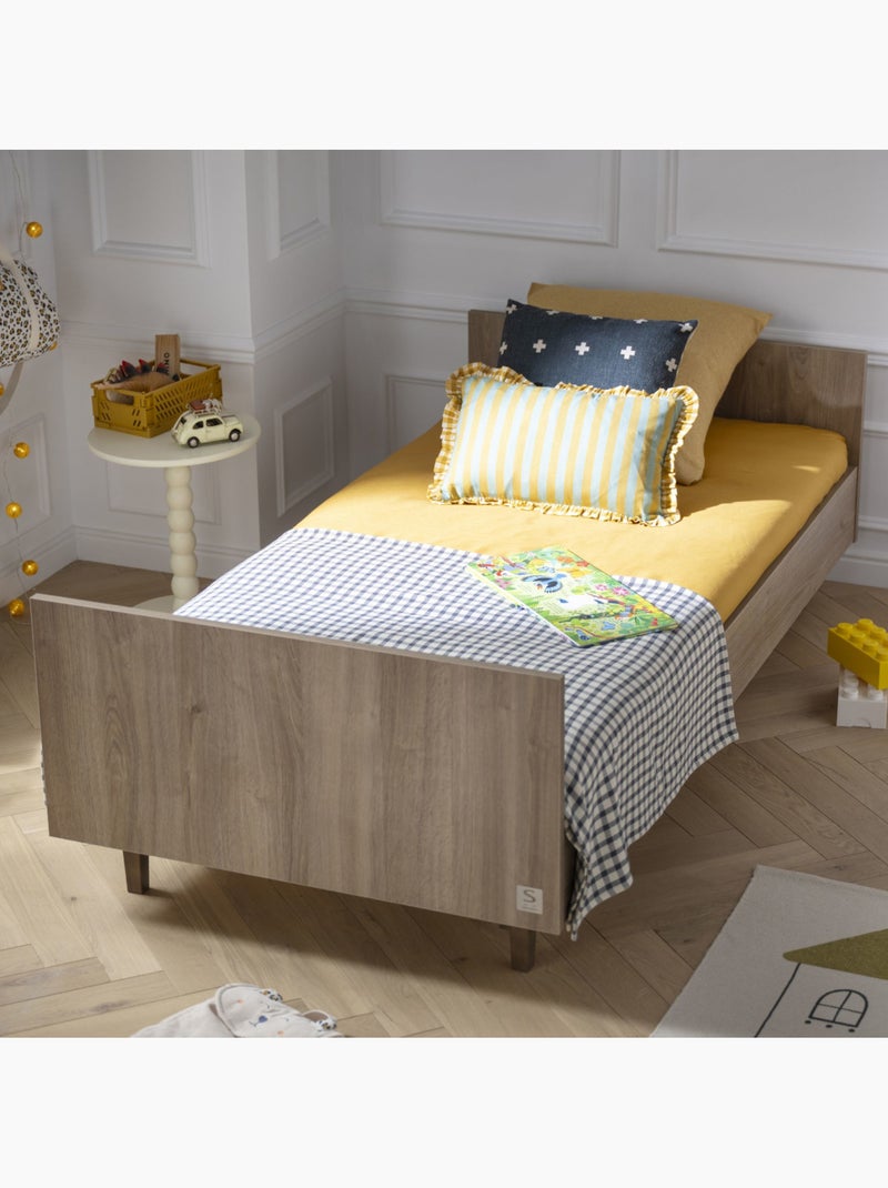 Lit junior 190x90cm avec sommier et matelas - décor bois chêne mokka - SAUTHON Marron - Kiabi