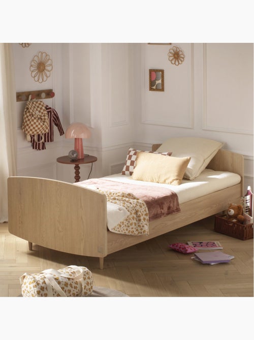 Lit junior 190x90cm avec sommier et matelas inclus - décor bois chêne vintage - SAUTHON - Kiabi