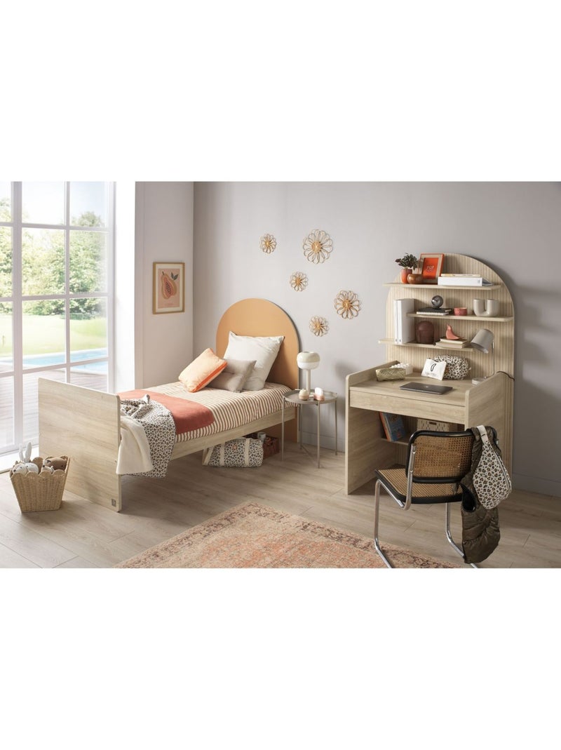 Lit junior 90x190 - tête de lit forme arche - SAUTHON Marron caramel - Kiabi