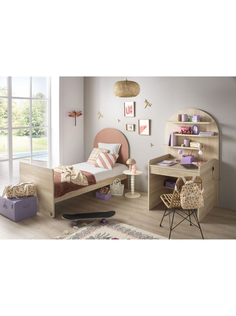 Lit junior 90x190 - tête de lit forme arche - SAUTHON Rouge - Kiabi
