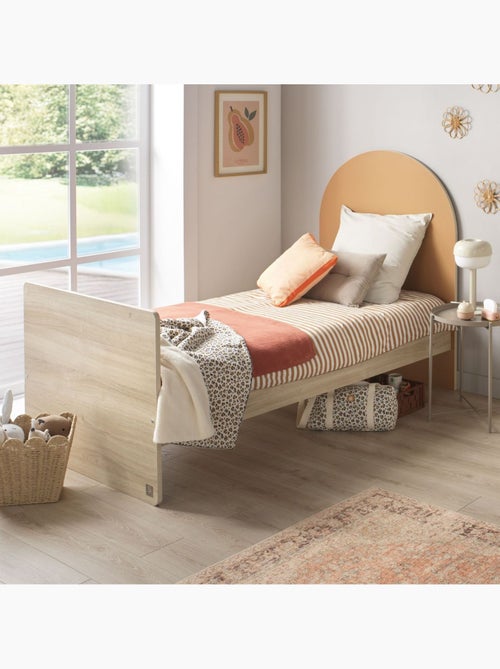 Lit junior 90x190 avec sommier et matelas - décor bois - tête de lit forme arche - SAUTHON - Kiabi