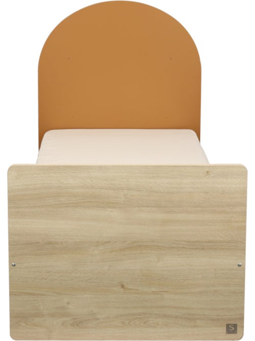 Lit junior 90x190 avec sommier et matelas - décor bois - tête de lit forme arche - SAUTHON - Kiabi