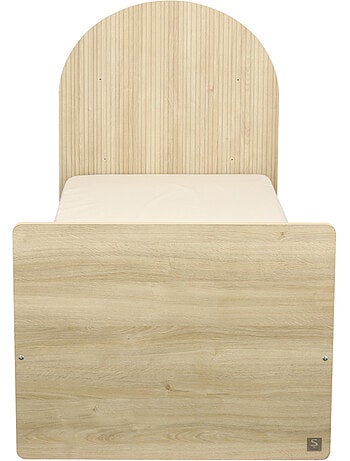 Lit junior 90x190 avec sommier et matelas - décor bois - tête de lit forme arche - SAUTHON