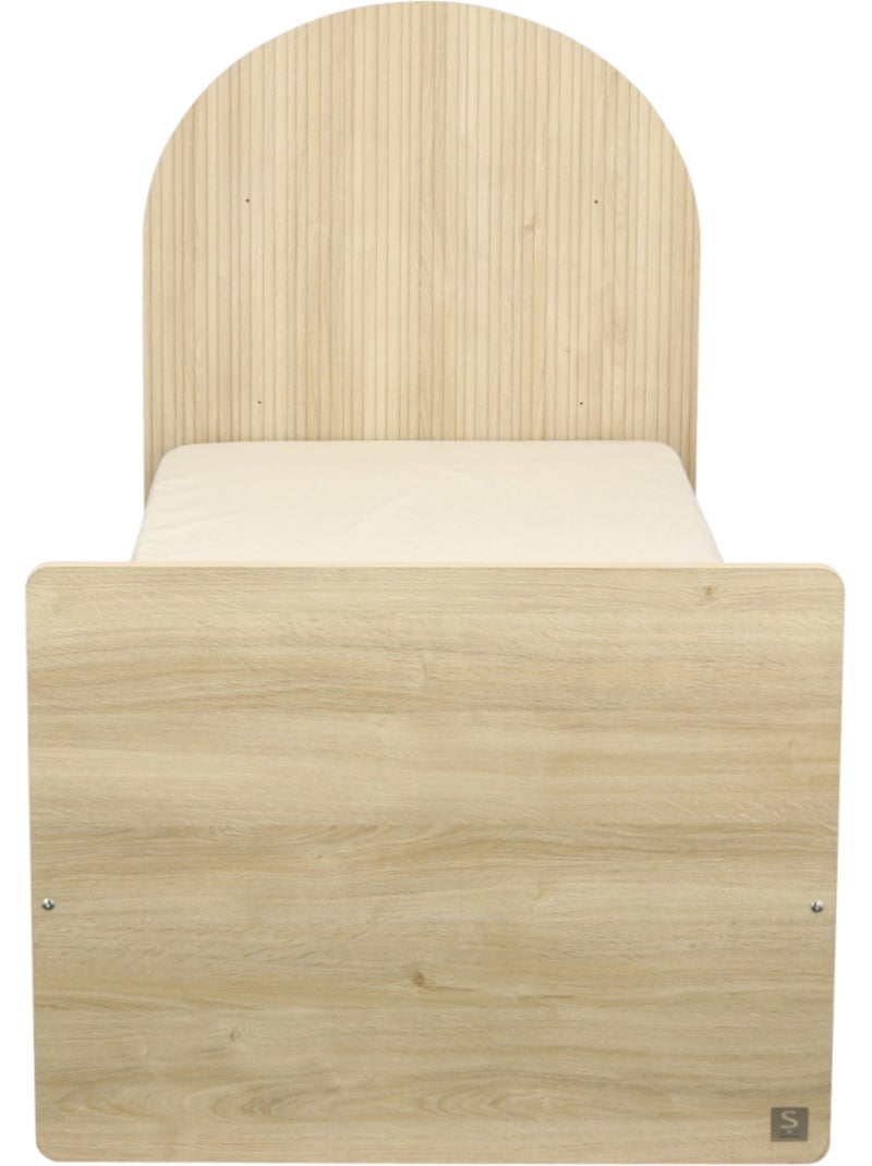 Lit junior 90x190 avec sommier et matelas - décor bois - tête de lit forme arche - SAUTHON Marron - Kiabi