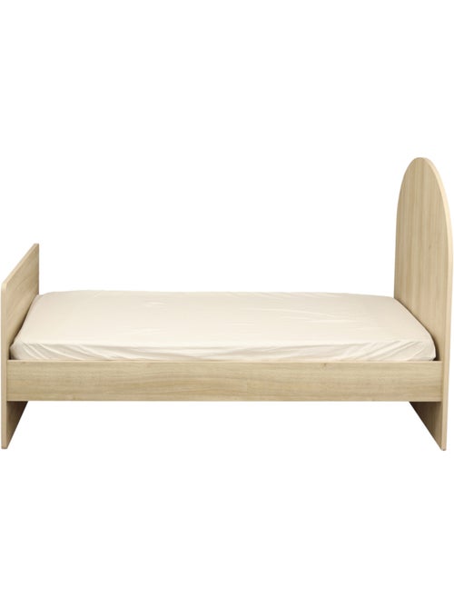 Lit junior 90x190 avec sommier et matelas - décor bois - tête de lit forme arche - SAUTHON - Kiabi