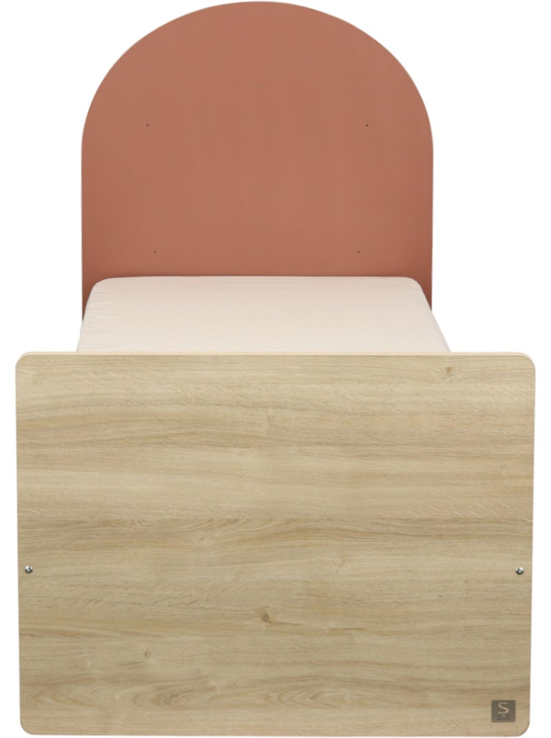 Lit junior 90x190 avec sommier et matelas - décor bois - tête de lit forme arche - SAUTHON Rouge - Kiabi