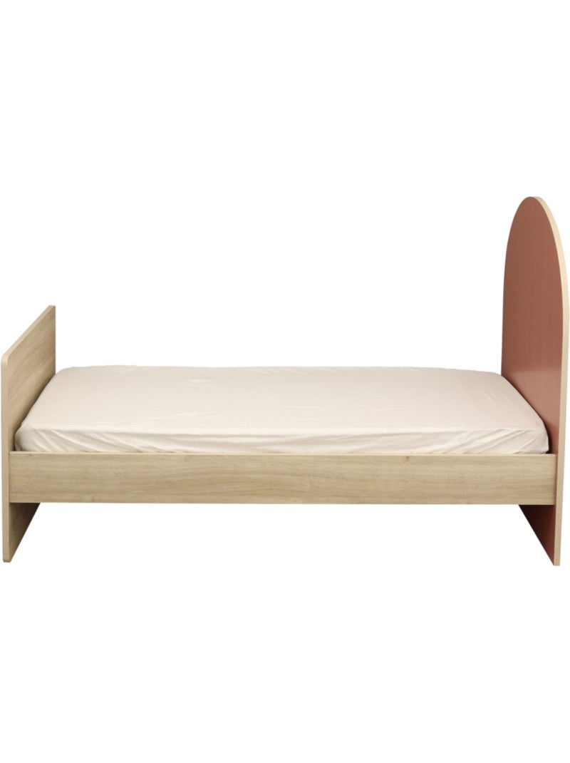 Lit junior 90x190 avec sommier et matelas - décor bois - tête de lit forme arche - SAUTHON Rouge - Kiabi